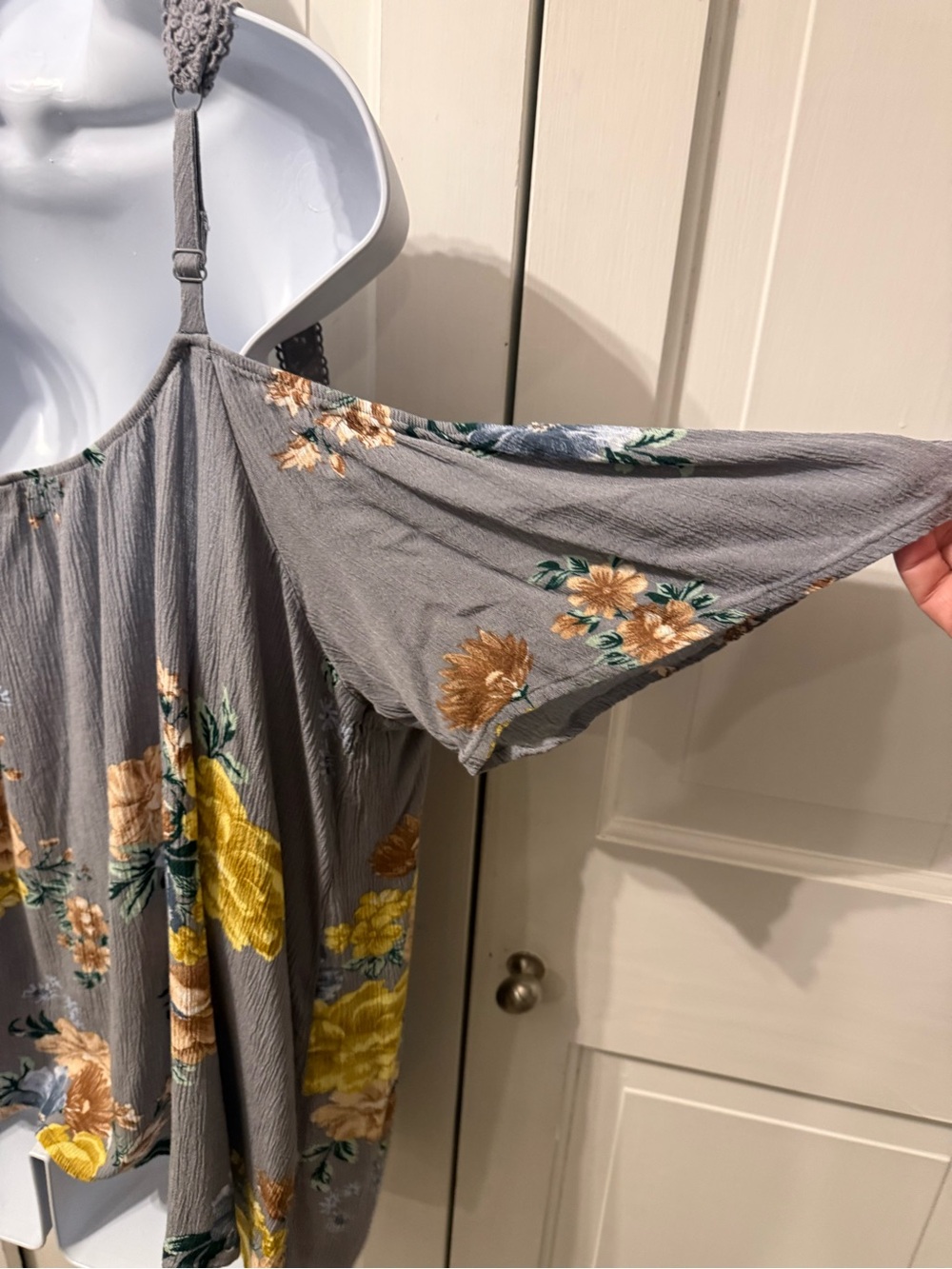 TorridGray Cold-Shoulder Floral Tunic with Yellow Blooms - Picture 8 of 8